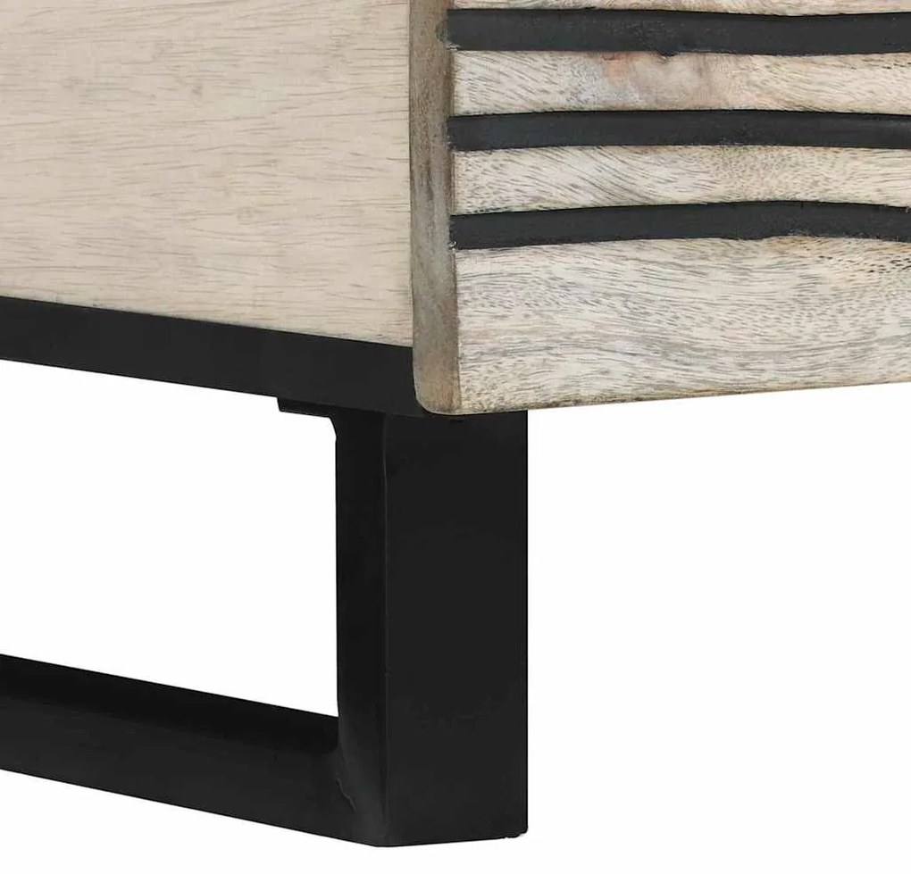 Dohányzóasztal Fehér, Fekete 100 x 54 x 40 cm tömör mangófa