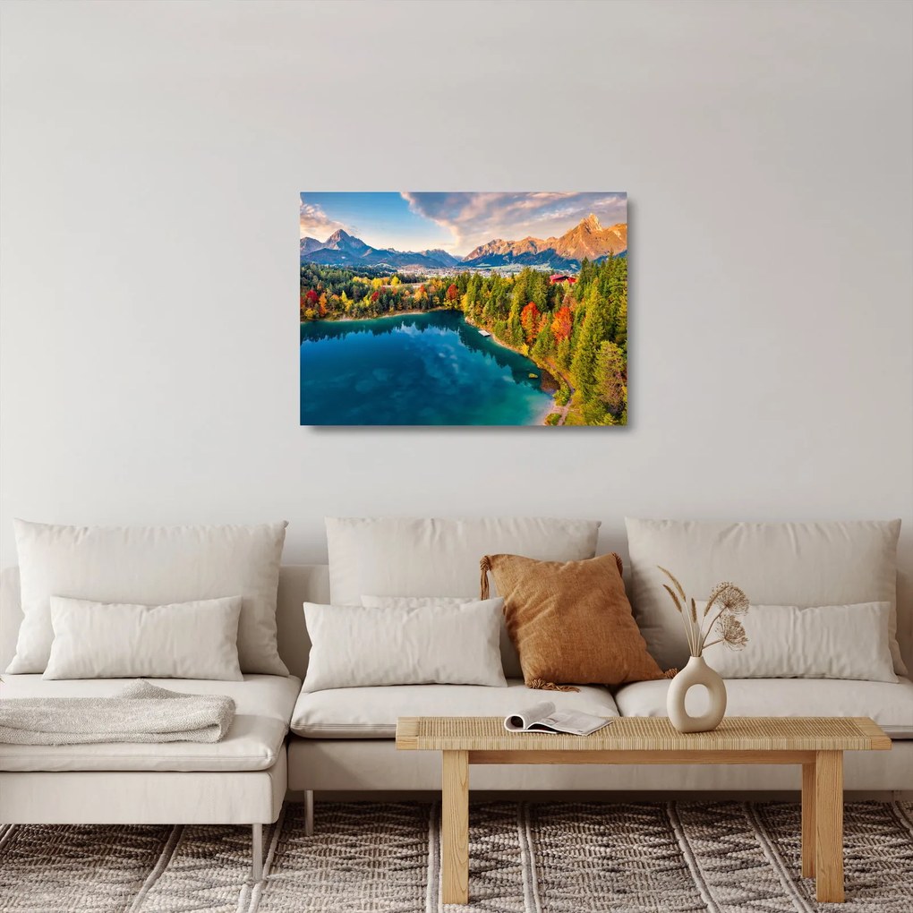 Kép - Urisee-tó, Ausztria (üvegen) (70x50 cm)