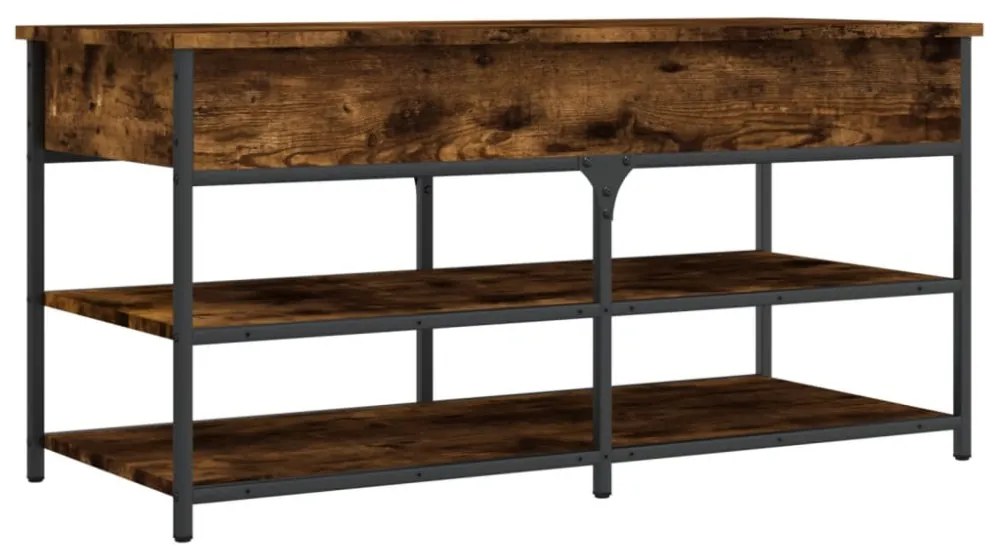 füstös tölgy színű szerelt fa cipőtároló pad 100 x 42,5 x 50 cm