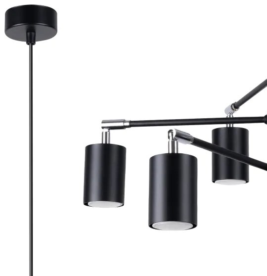 Sollux SL.1207 - Csillár zsinóron LEMMI 6xGU10/10W/230V fekete