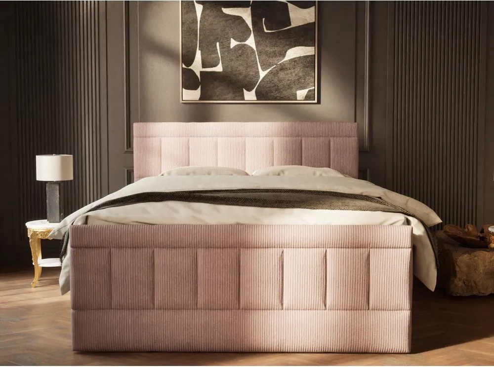Lila ágyneműtartós boxspring ágy 200x200 cm Caya – Maison de Rêve