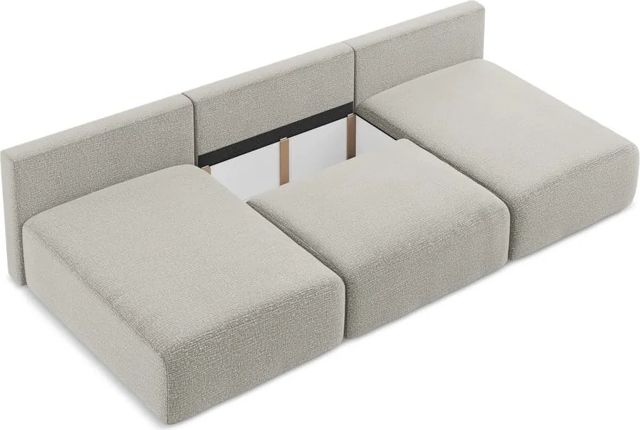 Világosszürke kinyitható-tárolóhelyes sarokkanapé Kalena – Makamii