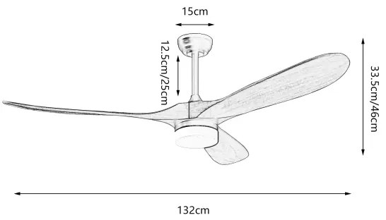 ZEVENTI - LED mennyezeti ventilátor GINOSA LED/18W/230V Wi-Fi Tuya fekete/tölgy + távirányító