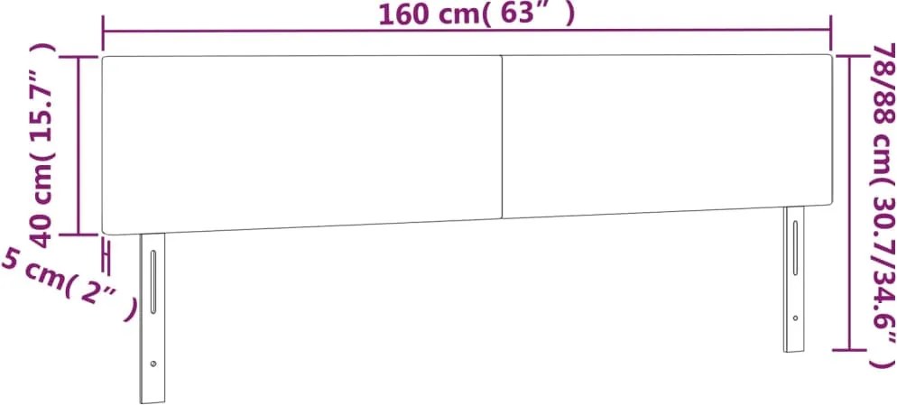 krémszínű műbőr LED-es fejtámla 160 x 5 x 78/88 cm