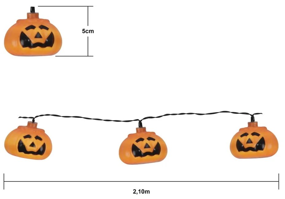 Elemmel működő fényfüzér, izzók száma 8 db, hosszúság 210 cm Halloween – Star Trading