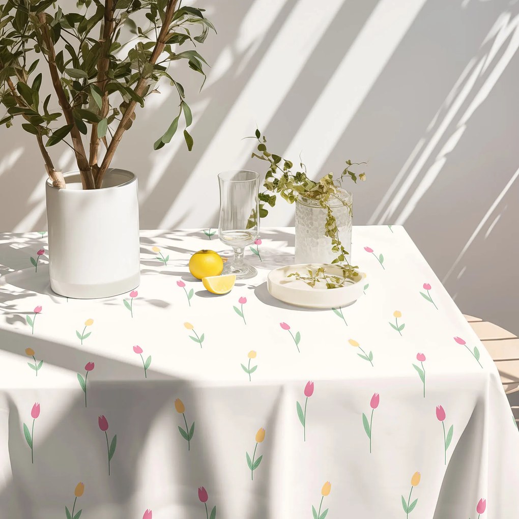Goldea szögletes terítő 100% pamutvászon - tulipánok 100 x 100 cm