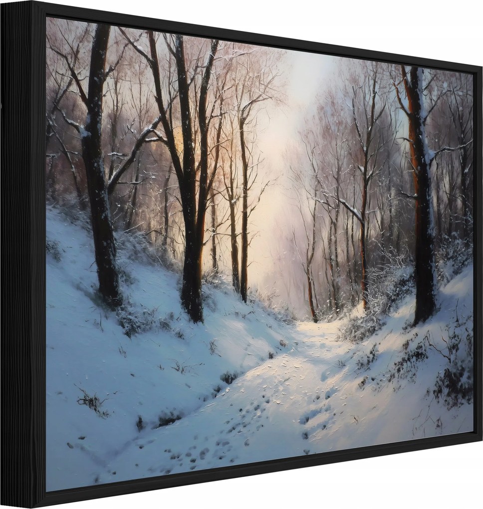 Vászonkép Fekete Keretben Téli Erdő Fák Nappali Hálószoba 60x40