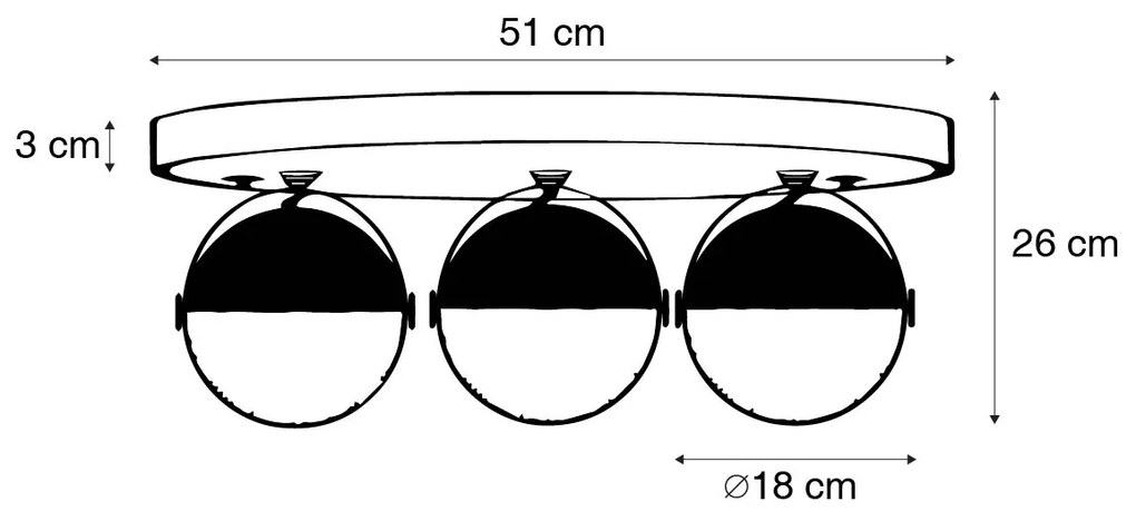 Ipari reflektor lámpa fekete rézzel 3-lámpás - Haicha