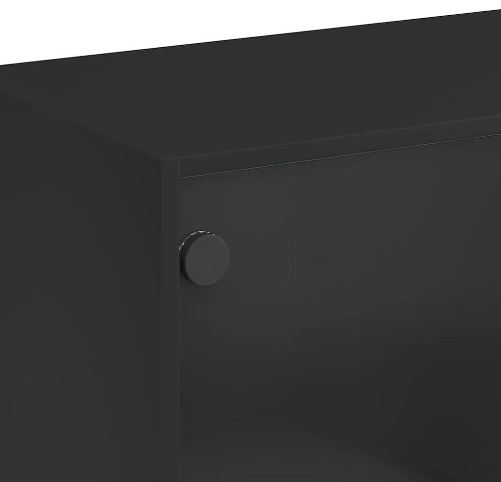 fekete szerelt fa tálalószekrény 102x37x75,5 cm