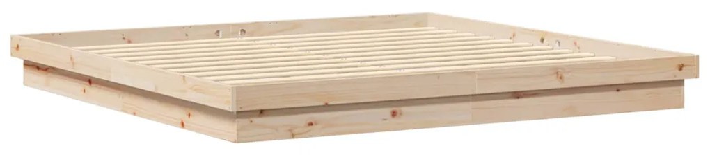 vidaXL Ágykeret Természetes 200 x 200 cm Tömör fenyőfa