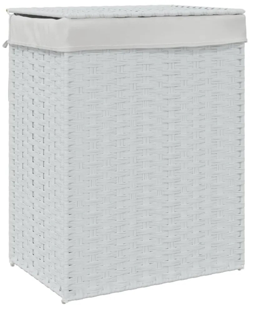 fehér polyrattan szennyeskosár fedéllel 46x33x60 cm