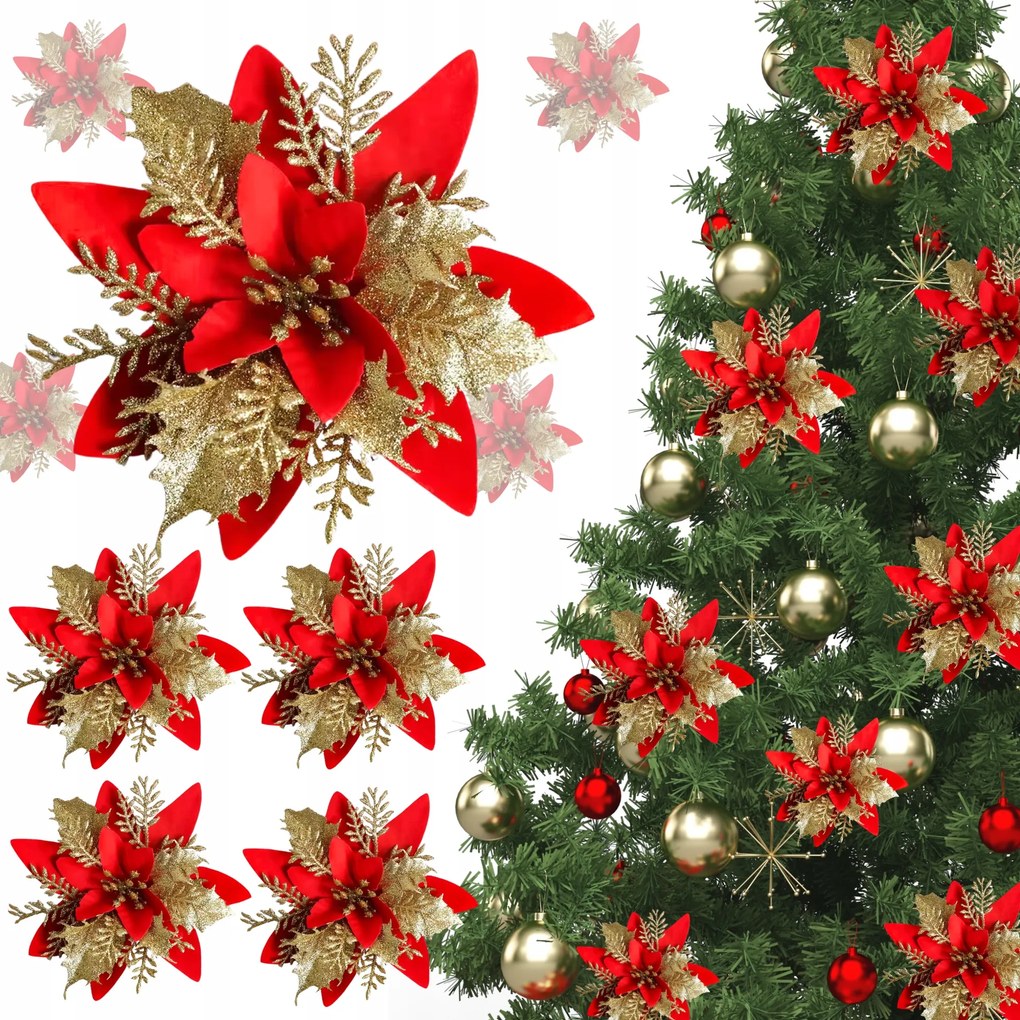 Betlehemi Csillag Karácsonyfa Virág Nád Mikulásvirág 6DB Dekoráció