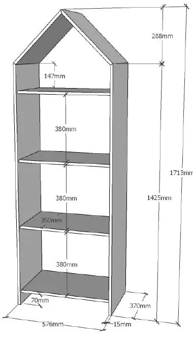 Casami fehér házikó könyvespolc, 57 x 171 cm - Vipack