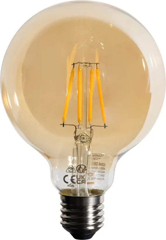 5 db-os szett E27 3 lépésben szabályozható LED izzó arany G95 4W 450 lm 2700K