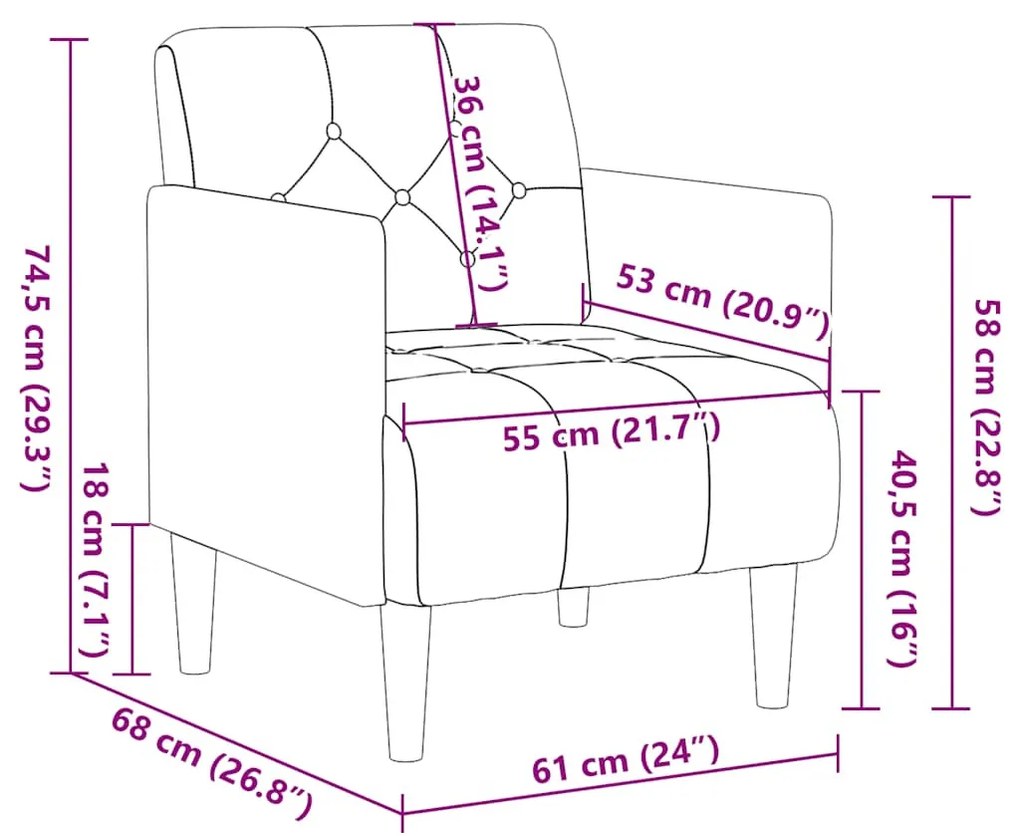 krém bársony kanapészék karfás szék 55 cm