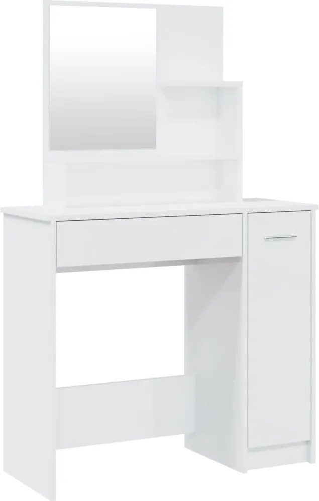 vidaXL magasfényű fehér fésülködőasztal tükörrel 86,5 x 35 x 136 cm