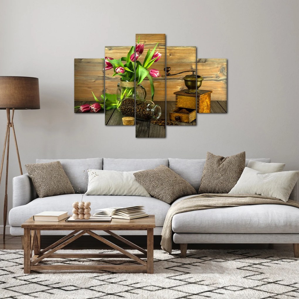 Tulipánok, daráló és kávé képe (150x105 cm)