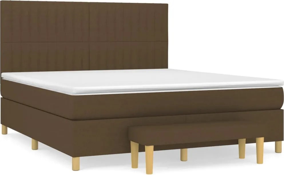 vidaXL sötétbarna szövet rugós ágy matraccal 180 x 200 cm