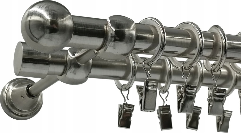 Dupla Golyós Függönykarnis Nikkel Ø19+19mm 200cm