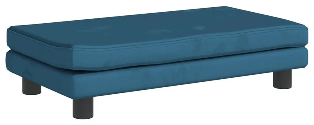 kék gyerek bársonykanapé lábzsámollyal 100x50x30 cm