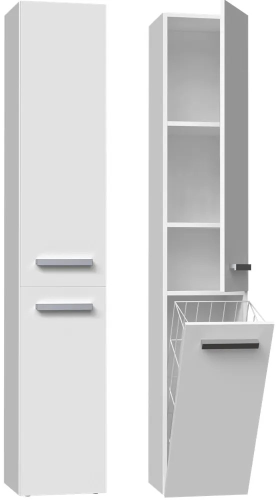 Drohmo Nel IV fürdőszoba szekrény, 31x174x30 cm, fehér