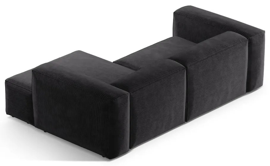 Sötétszürke kordbársony sarokkanapé (jobb oldali-heverő résszel) Bergano – Cosmopolitan Design