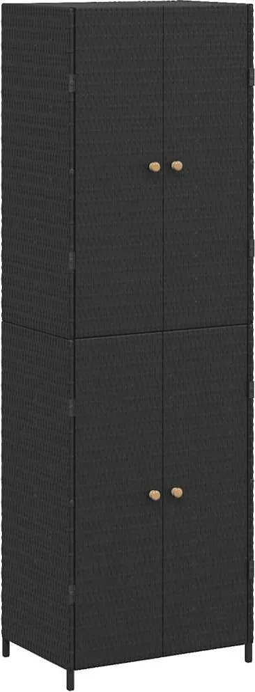 vidaXL fekete polyrattan kerti tárolószekrény 59 x 40 x 180 cm