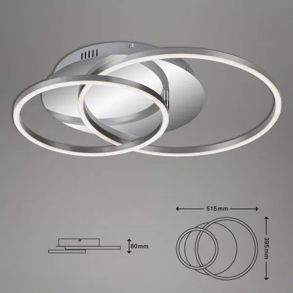 Fényerőszabályozható LED mennyezeti lámpa, 28 W, 230 V, 3000 K, matt króm
