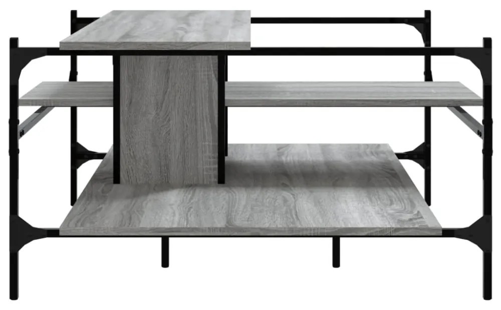 szürke sonoma szerelt fa dohányzóasztal 100x100x48,5 cm
