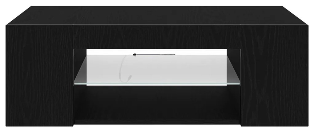 TV Szekrény LED Fényekkel, Fekete, Tömörfa, 90x39x30 cm