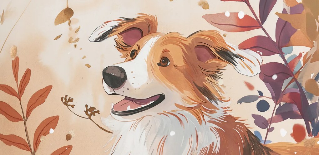 Poszter 91,3x44,5cm Collie Őszi évszak