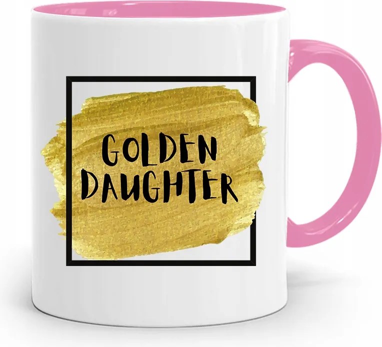 Rózsaszín Bögre Ajándék Golden Daughter Lányának fényképes nyomtatással