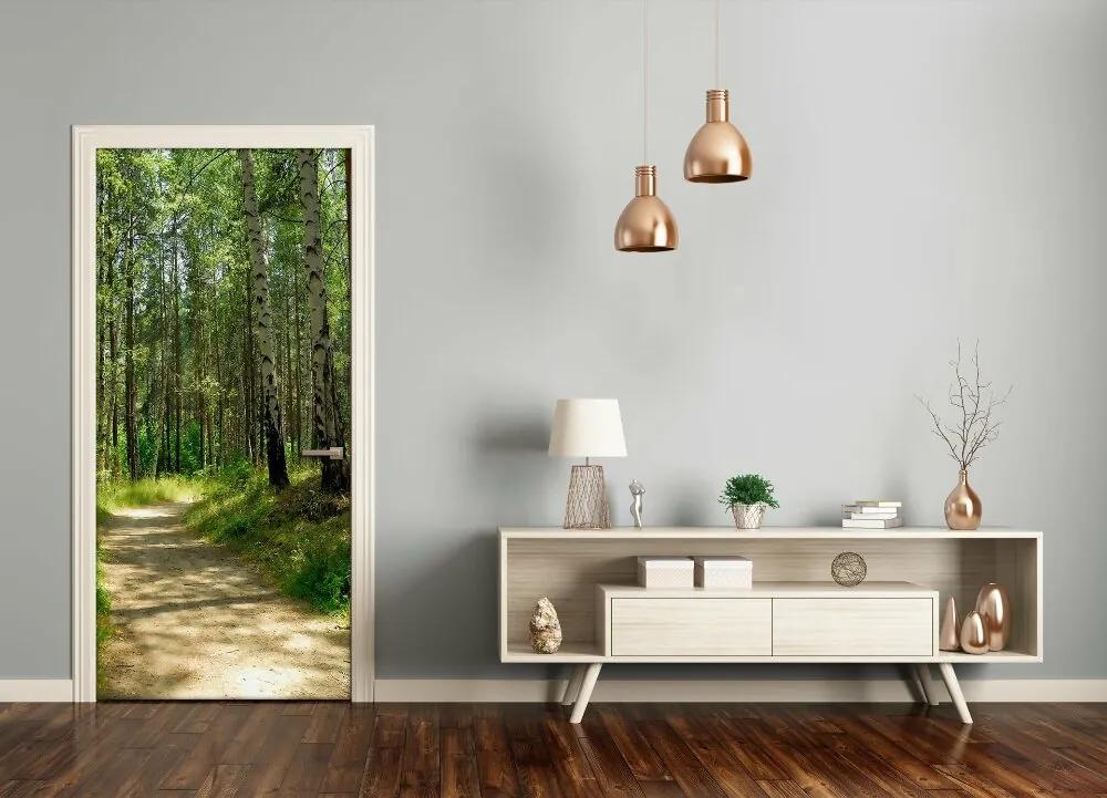 Ajtóposzter öntapadós nyírfa erdő 85x205 cm