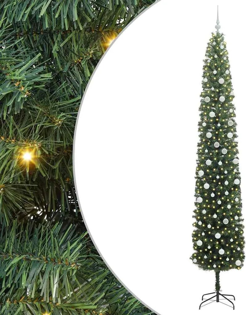 vidaXL Mű karácsonyfa 300 LED-del Zöld 300 cm PVC, acél és műanyag