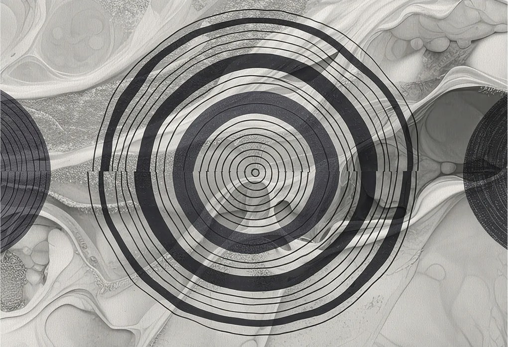 Dekoratív fotótapéta Furnér Flizelin Szürke körök 152x104 Ragasztó