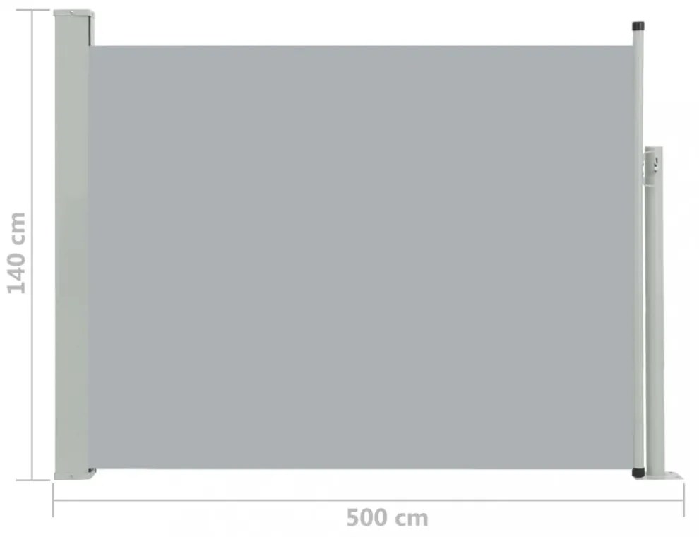 szürke kihúzható oldalsó teraszi napellenző 140 x 500 cm