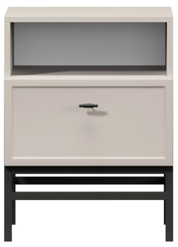 Lorini fiókos éjjeliszekrény 45 cm - kasmír / fekete T-bar fogantyúk / keret