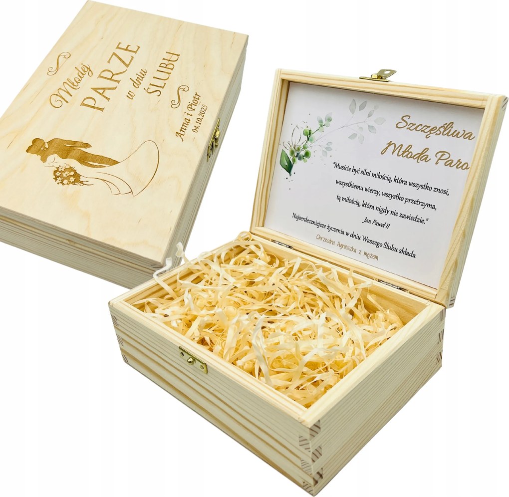 Esküvői Ajándéktárgy Fiatal Párnak Gravírozott Pénztartó Doboz