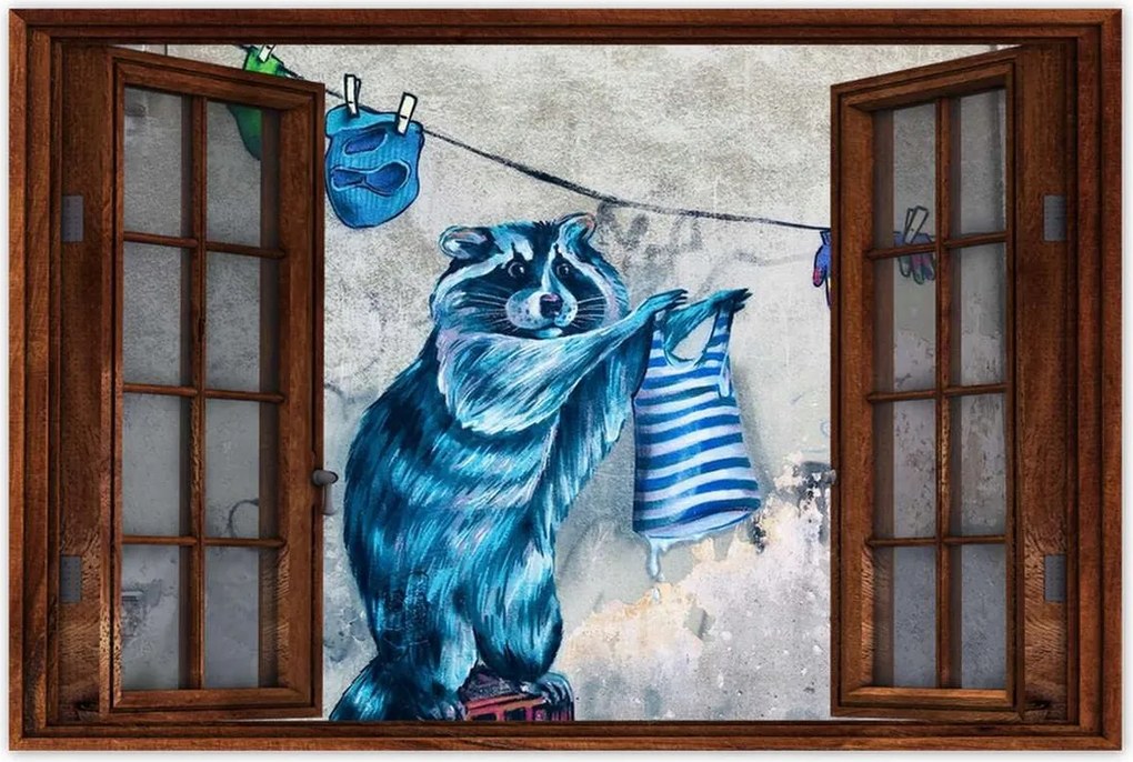 Poszter 60x40 Mosómedve mosómedve graffiti csíkok