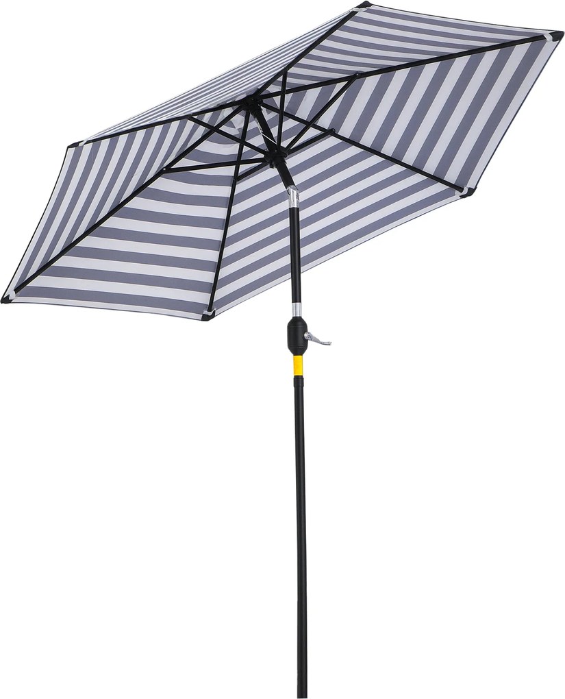 Outsunny Napernyő Kerti Napernyő Terasz Napernyő Acél Kültéri Kék Csík Ø230 x 216 cm | Aosom