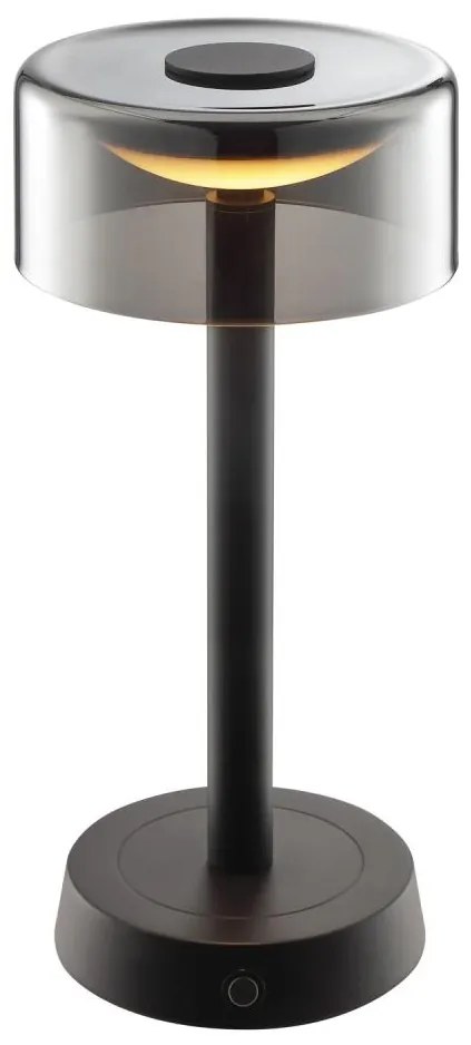 Brilliant - RAZOR LED asztali lámpa, dimmelhető, újratölthető, érintésvezérlésű, 2,5W/5V, 2700K, IP44, fekete