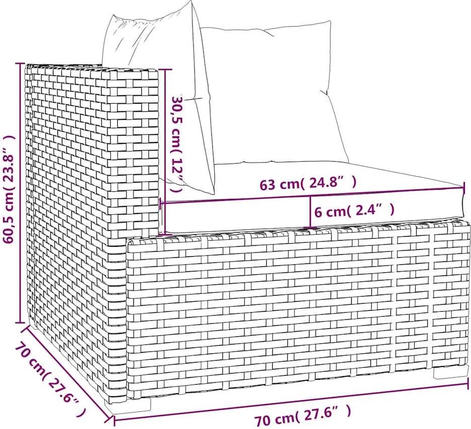 4 részes fekete polyrattan kerti ülőgarnitúra párnákkal