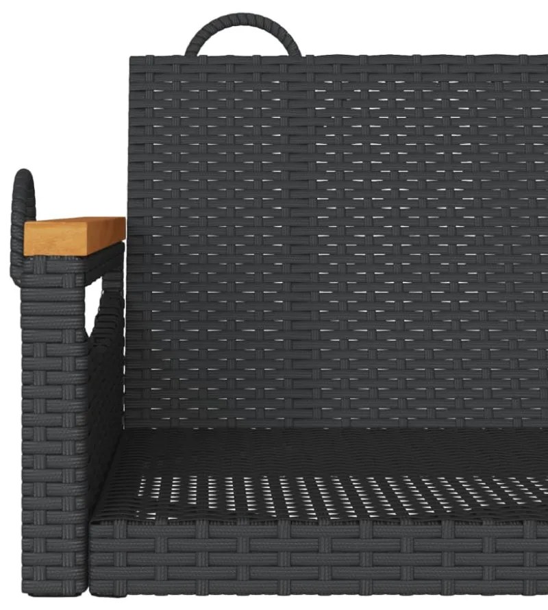 fekete polyrattan hintapad 109 x 62 x 40 cm