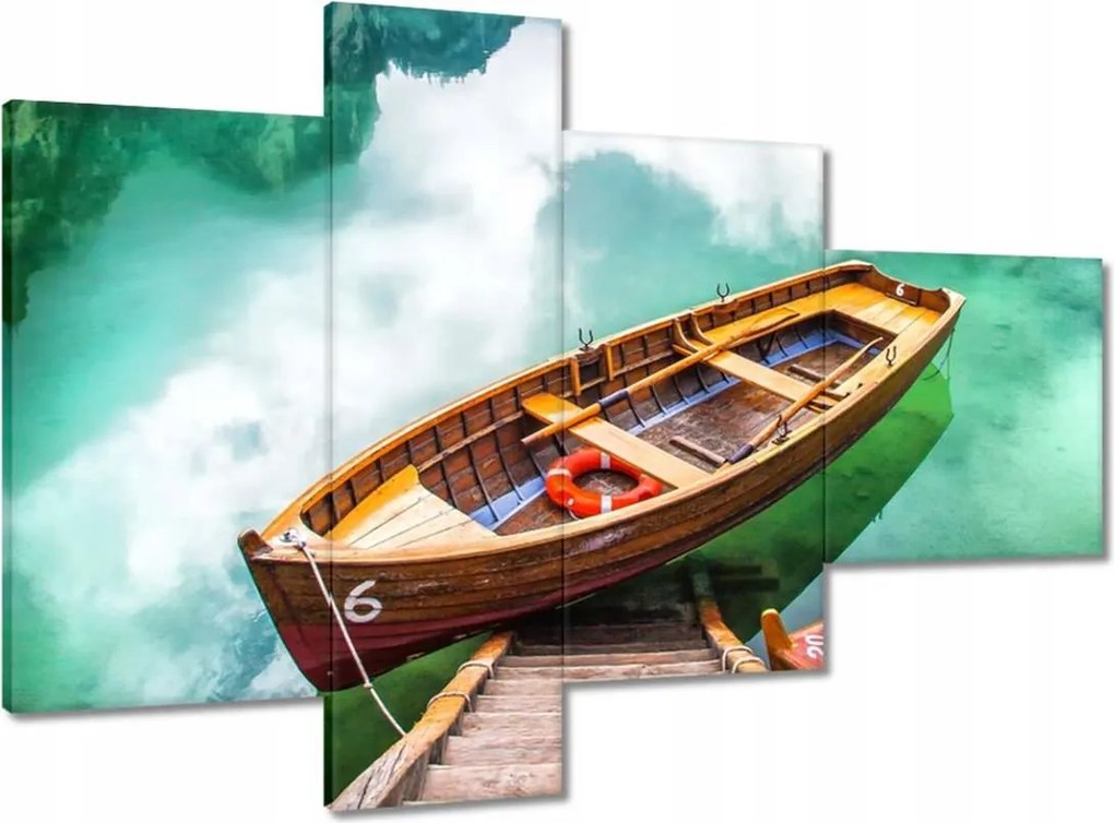 Vászonkép 100x70 Csónak a hegyi tavon