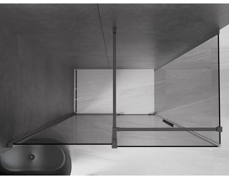 Mexen Velar, tolóajtós zuhanykabin 150 x 70 cm, 8mm szürke üveg, polírozott grafit, 871-150-070-41-66