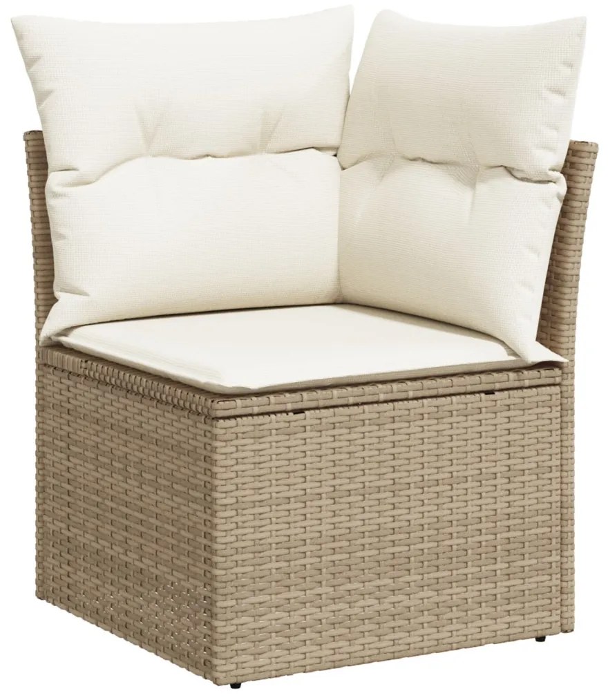 7 Darabos Kert Sofa Szett Párnákkal Bézs Poli Rattan