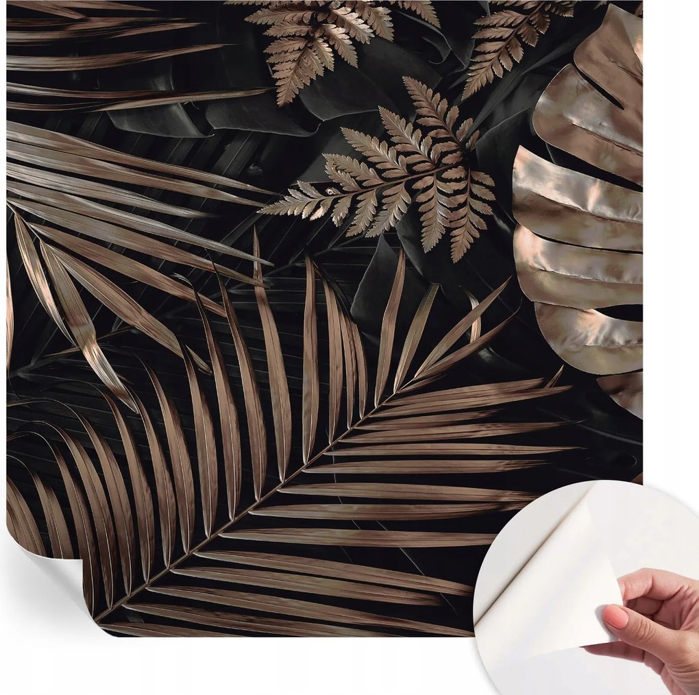 Öntapadós tapéta Fali furnér 3D hatás Egzotikus levelek 250x250 cm