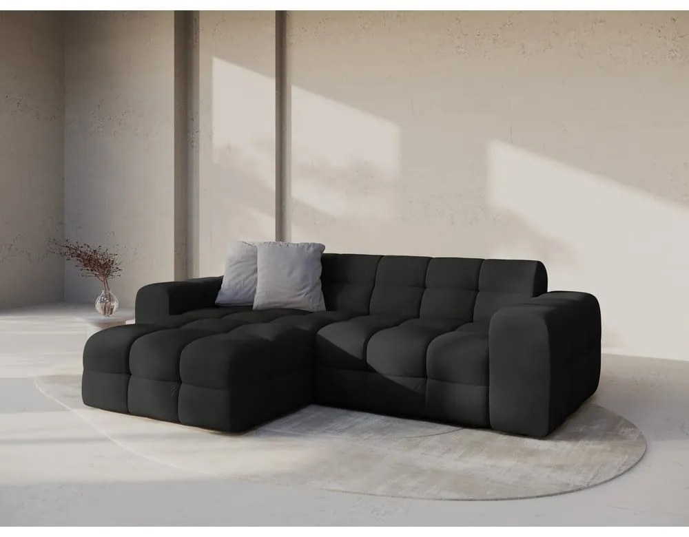 Fekete sarokkanapé (bal oldali-heverő résszel) Kendal – Micadoni