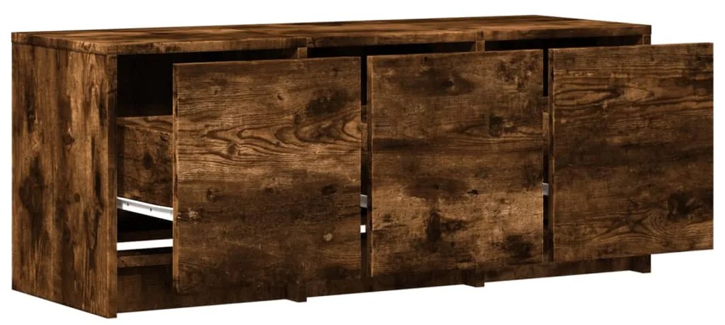 füstös tölgy színű szerelt fa TV-szekrény LED-del 97x34x40 cm