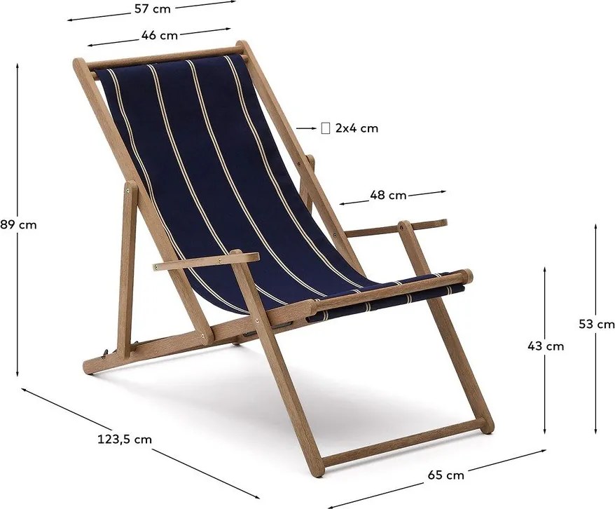 Kék tömörfa kerti napozóágy Vilara – Kave Home